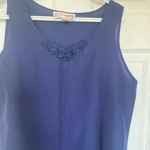 Blue Tank Top with Rounded Neckline - Picture 3 of 4